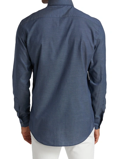 Shop Ermenegildo Zegna Premium Cotton Button-up Shirt In Blue