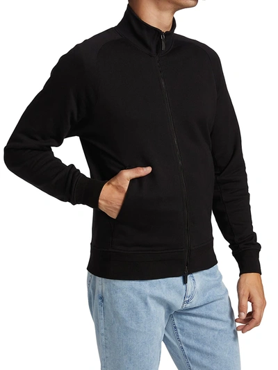 Shop Ermenegildo Zegna Mockneck Cotton Zip-up Sweatshirt In Black