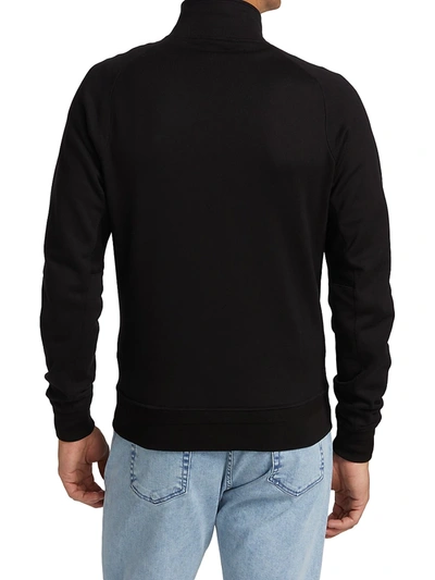 Shop Ermenegildo Zegna Mockneck Cotton Zip-up Sweatshirt In Black