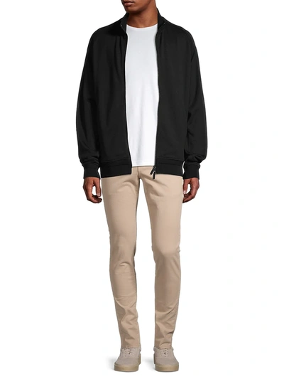 Shop Ermenegildo Zegna Mockneck Cotton Zip-up Sweatshirt In Black