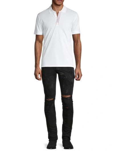 Shop Alexander Mcqueen Men's Logo Tape Polo Shirt In White Black