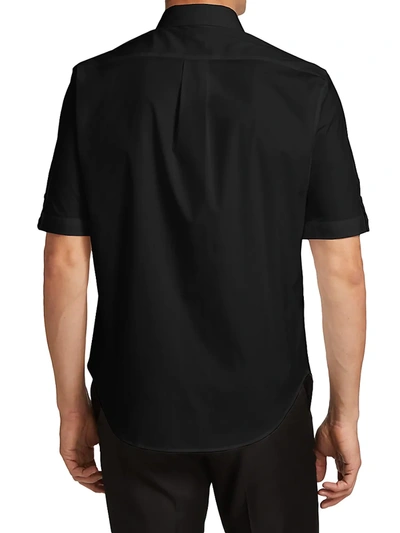 Shop Alexander Mcqueen Men's Classic Cotton Short-sleeve Sport Shirt In Black
