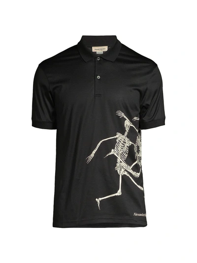 Shop Alexander Mcqueen Skeleton Print Polo Shirt In Black Multi