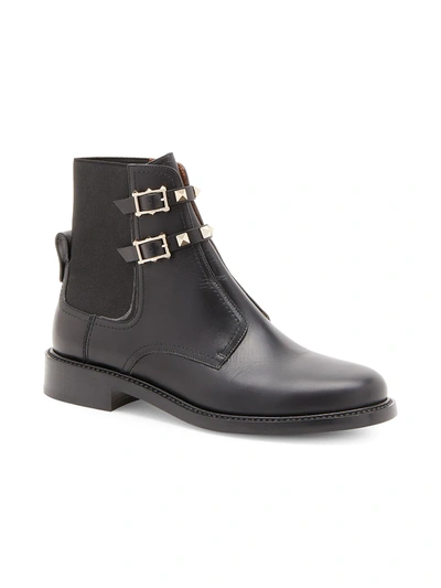 Shop Valentino Women's Rockstud Beatle T.20 Leather Boots In Chocolate Brown