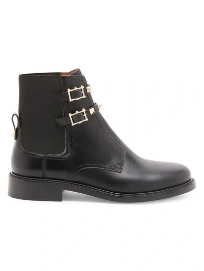 Shop Valentino Women's Rockstud Beatle T.20 Leather Boots In Nero