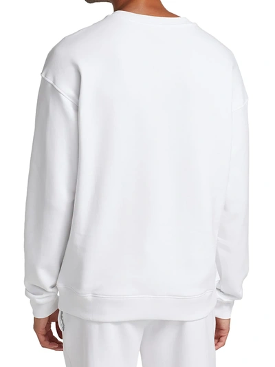 Shop Moschino Double Question Mark Crewneck Sweatshirt In White Multi