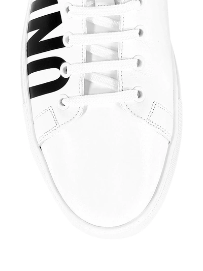 Shop Moschino Men's Logo Leather High-top Sneakers In Bianco