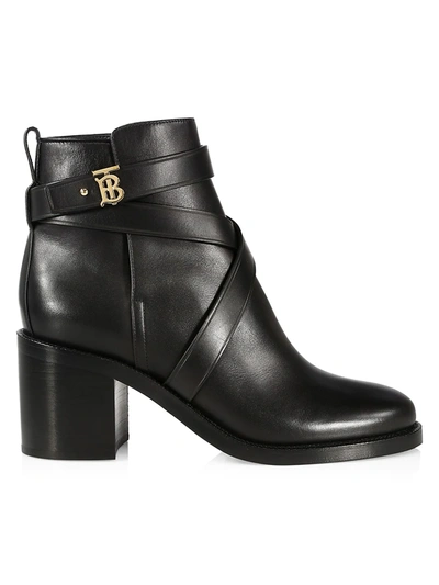 Shop Burberry Pryle Leather Ankle Booties In Black