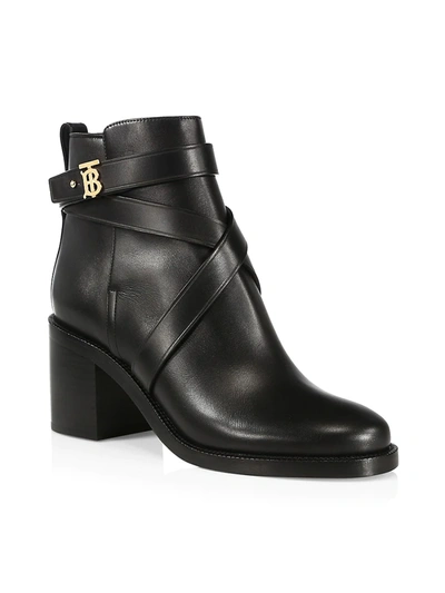 Shop Burberry Pryle Leather Ankle Booties In Black