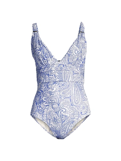 Shop Melissa Odabash Panarea Paisley One-piece Swimsuit In Azzurro