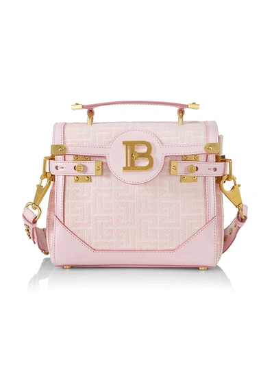 Shop Balmain Bbuzz 23 Monogram Jacqaurd Crossbody Bag In Pink