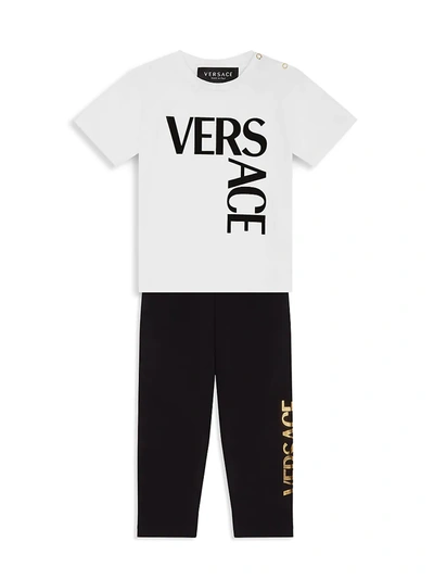 Shop Versace Baby's & Little Kid's Logo-print Jersey T-shirt In White Black