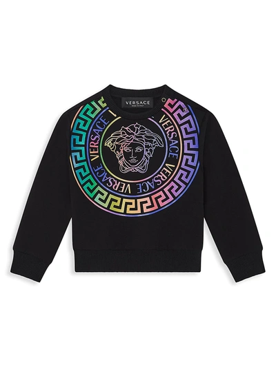 Shop Versace Baby's & Little Girl's Holographic Medusa-print Sweatshirt In Black Multi