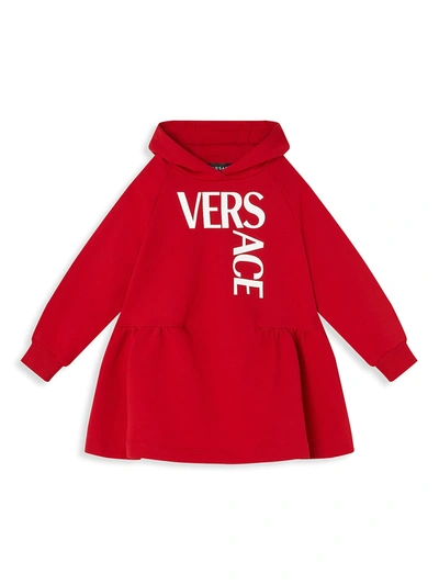 Shop Versace Little Girl's & Girl's Logo-print Hoodie Dress In Red