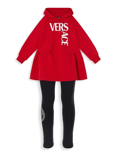 Shop Versace Little Girl's & Girl's Logo-print Hoodie Dress In Red