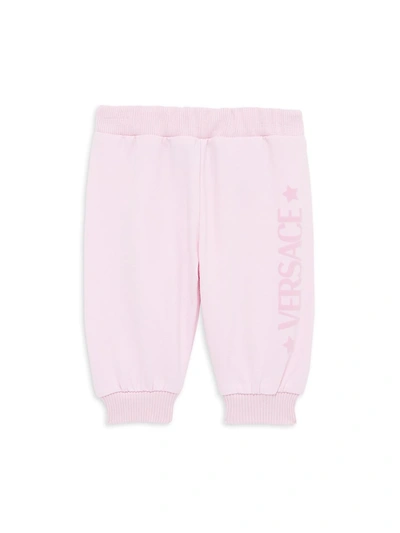 Shop Versace Baby Girl's 2-piece Logo Print Sweatshirt Set In Pink