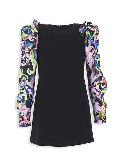 Shop Versace Little Girl's & Girl's Cady Baroccoflage Twill Dress In Black Multi