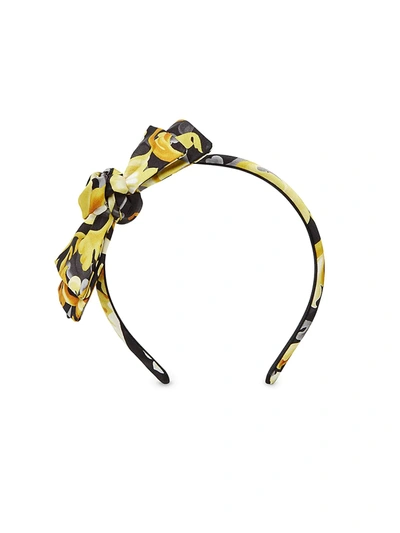 Shop Versace Girl's Baroccoflage Twill Hair Band In Black Gold