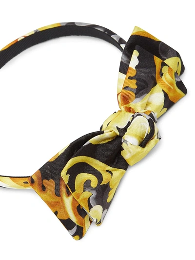 Shop Versace Girl's Baroccoflage Twill Hair Band In Black Gold