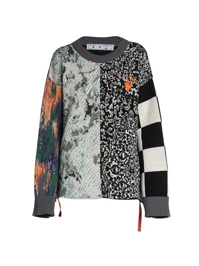 Shop Off-white Main Jacquard Wool Sweater In Black Multicolor