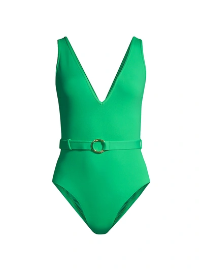 Shop Melissa Odabash Belize Belted One-piece Swimsuit In Verde
