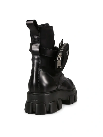 Shop Prada Men's Monolith Lug-sole Leather Combat Boots In White