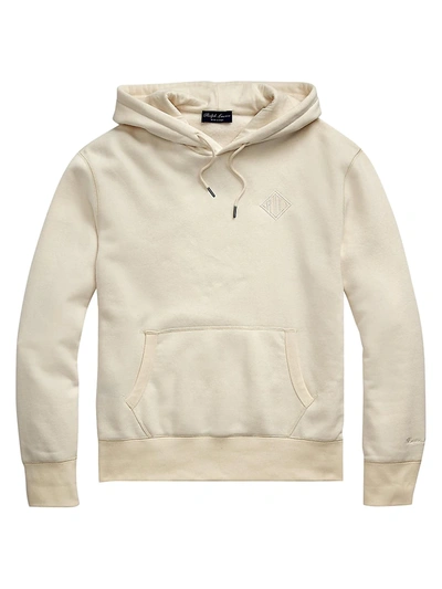 Shop Ralph Lauren Monogram Fleece Hoodie In Cream