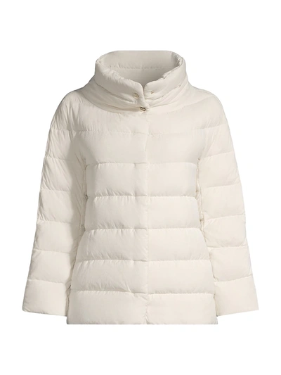 Shop Herno Down Stand Collar Puffer Coat In Ivory