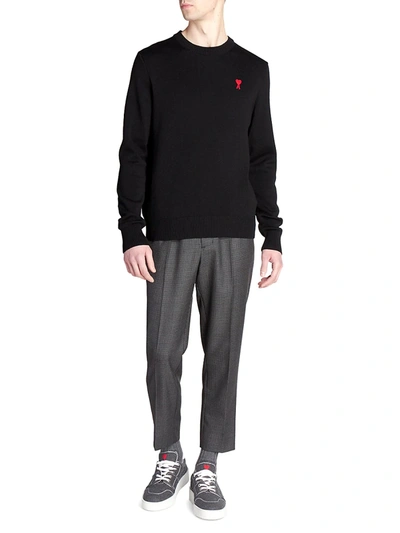 Shop Ami Alexandre Mattiussi Men's Ami De Coeur Wool Sweater In Black