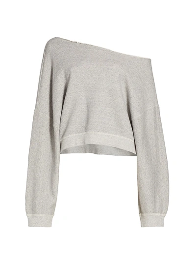 Shop R13 Women's Patti Off-the-shoulder Sweatshirt In Heather Grey