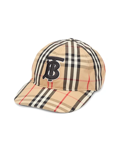 Shop Burberry Men's Tb Monogram Vintage Check Baseball Cap In Archive