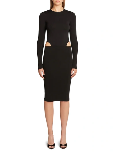 Shop Wolford X Amina Muaddi Hip Cutout Midi Dress In Black