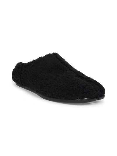 Shop Maison Margiela Tabi Faux Shearling Babouche Loafers In Black