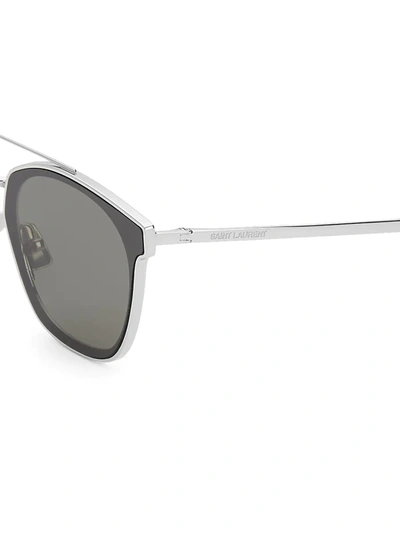 Shop Saint Laurent Men's 61mm Unisex Square Sunglasses In Silver