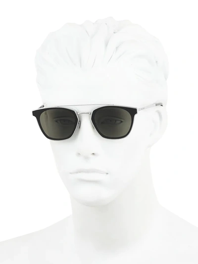 Shop Saint Laurent Men's 61mm Unisex Square Sunglasses In Silver