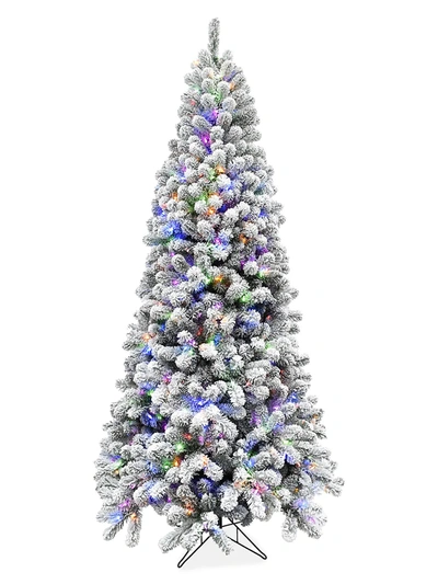 Shop Fraser Hill Farms 6.5-ft. Multi-color Led String Lighting Flocked Alaskan Pine Christmas Tree