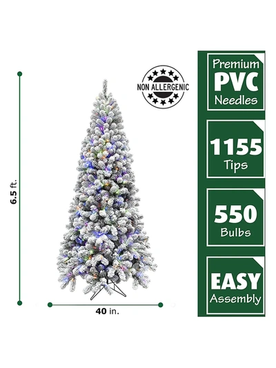 Shop Fraser Hill Farms 6.5-ft. Multi-color Led String Lighting Flocked Alaskan Pine Christmas Tree