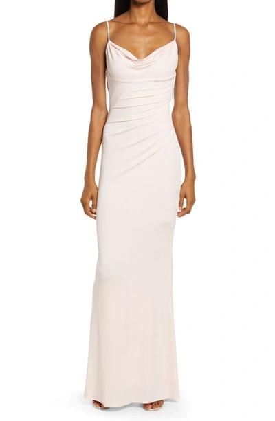 Shop Katie May Surreal Ruched Side Gown In Blush