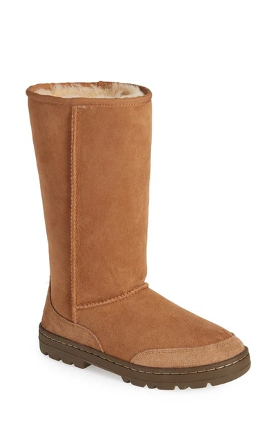 Shop Ugg Ultra Revival Genuine Shearling Tall Boot In Chestnut