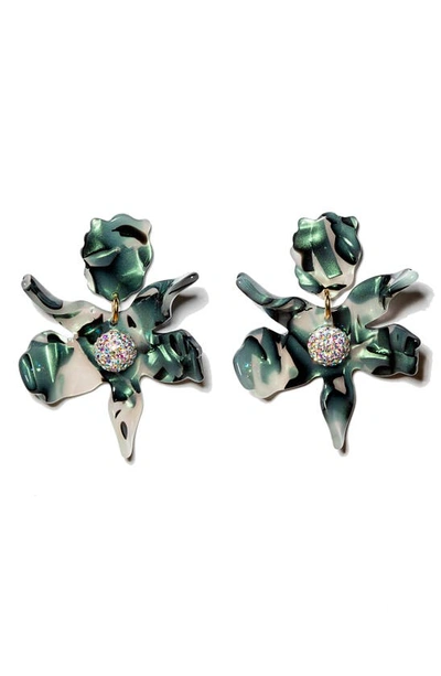 Shop Lele Sadoughi Small Crystal Lily Earrings In Green Abalone