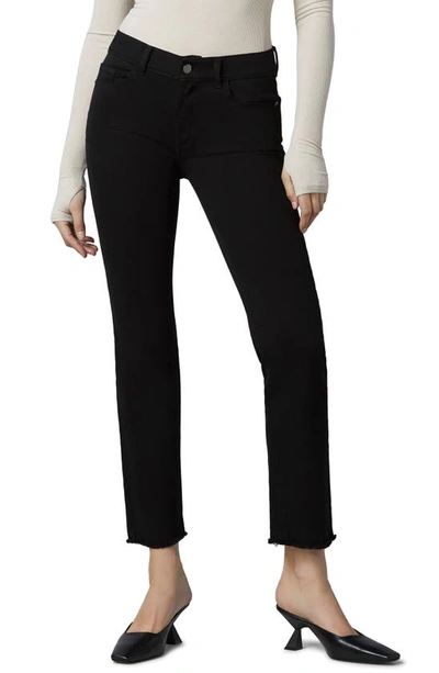 Shop Dl 1961 Mara Straight Leg Mid Rise Instasculpt Ankle Jeans In Black Peached Raw