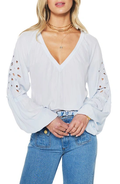 Shop Ramy Brook Cheryl Statement Sleeve Blouse In Crystal Blue