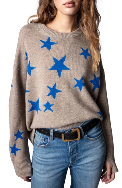 Shop Zadig & Voltaire Marcus Star Cashmere Sweater In Cappuccino