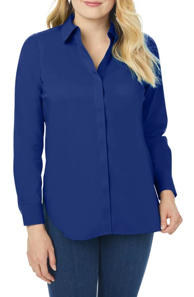 Shop Foxcroft Kylie Non-iron Button-up Shirt In Glacial Blue