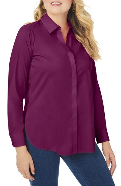 Shop Foxcroft Kylie Non-iron Button-up Shirt In Spiced Plum