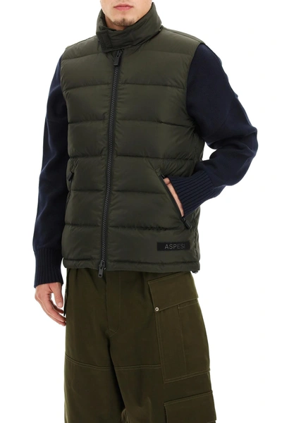 Shop Aspesi Slim Re Down Vest In Green