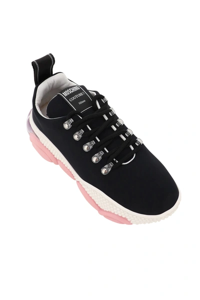 Shop Moschino Teddy Sneakers In Black,pink,white
