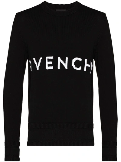 Shop Givenchy Logo-intarsia Crew-neck Jumper In Schwarz