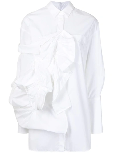 Shop Enföld Ruched-detail Buttoned Shirt In White