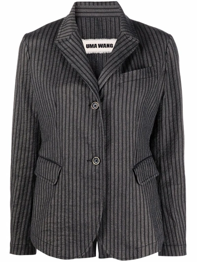 Shop Uma Wang Stripe-print Buttoned Blazer In Grau